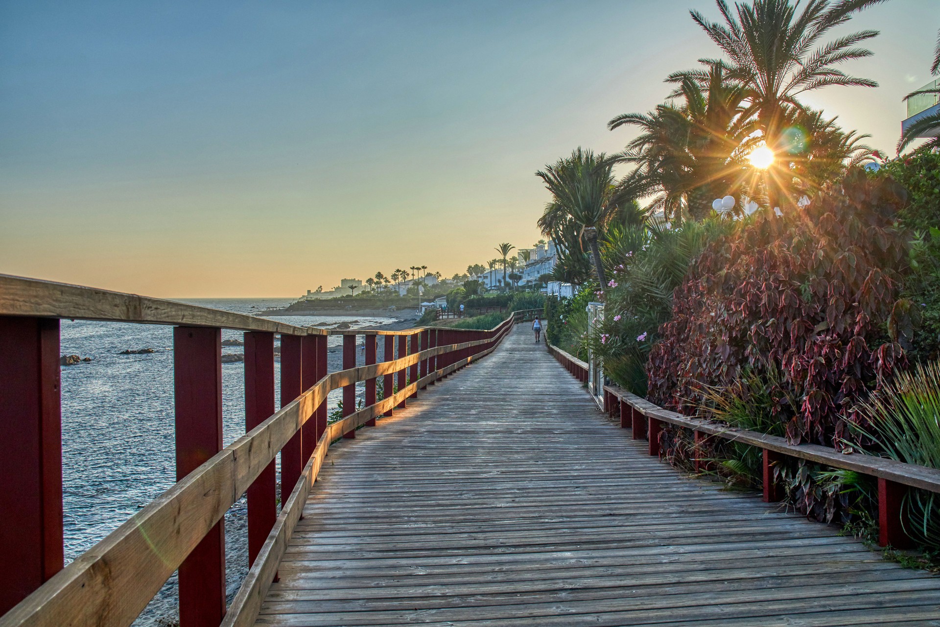 Wooden bridge over beach